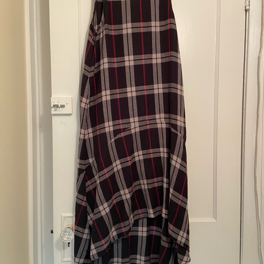 Noisy May Black and Red Plaid A-Line Hi & Low Dress Women’s XS